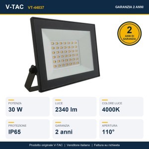 Faro LED 30W IP65 2340 lm Nero V-TAC VT-44037 - foto 7