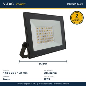 Faro LED 30W IP65 2340 lm Nero V-TAC VT-44037 - foto 8