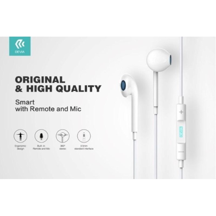 Auricolari Devia Smart con Mic e Controllo 1.2 mt Bianco Auricolari Devia Smart con Mic e Controllo 1.2 mt Bianco