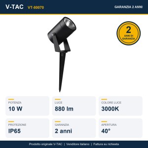 Faretto LED da giardino 10W IP65 nero V-TAC VT-80070 - foto 9