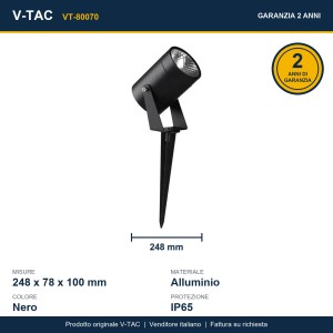 Faretto LED da giardino 10W IP65 nero V-TAC VT-80070 - foto 10