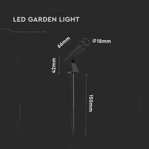 Faretto LED da giardino 2W IP65 nero V-TAC VT-10182 - foto 8