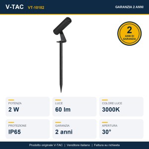 Faretto LED da giardino 2W IP65 nero V-TAC VT-10182 - foto 10
