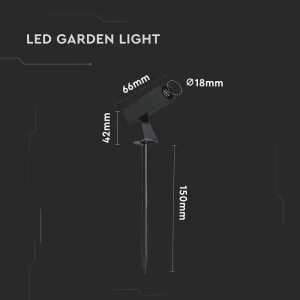 Faretto LED da giardino 2W IP65 nero V-TAC VT-10182 - foto 8
