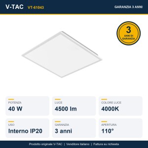 Pannello LED incasso 40W 4500lm V-TAC VT-61043 - foto 10