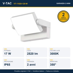 Applique LED da esterno 17W IP65 bianca V-TAC VT-11020-120-W - foto 12