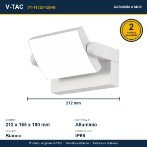 Applique LED da esterno 17W IP65 bianca V-TAC VT-11020-120-W - foto 13