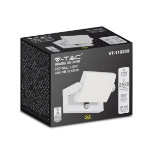 Applique LED da esterno 17W con sensore PIR IP65 V-TAC VT-11020S - foto 3