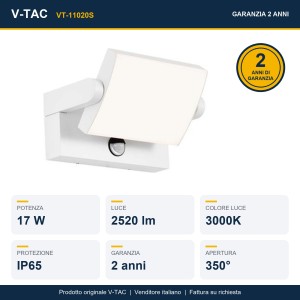 Applique LED da esterno 17W con sensore PIR IP65 V-TAC VT-11020S - foto 11