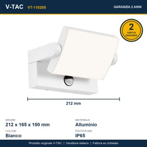 Applique LED da esterno 17W con sensore PIR IP65 V-TAC VT-11020S - foto 12