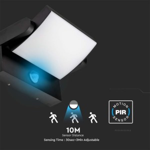 Applique LED da esterno 17W IP65 con sensore PIR nera V-TAC VT-11020-120-B - foto 4