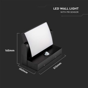 Applique LED da esterno 17W IP65 con sensore PIR nera V-TAC VT-11020-120-B - foto 10