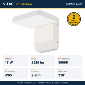 Applique LED da esterno 17W IP65 bianca V-TAC VT-11020-150-W - foto 8