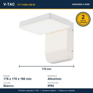 Applique LED da esterno 17W IP65 bianca V-TAC VT-11020-150-W - foto 9