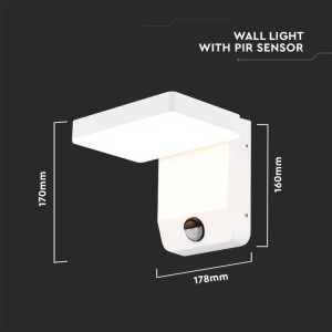 Applique LED da esterno 17W IP65 con sensore PIR V-TAC VT-11020-150-W - foto 6