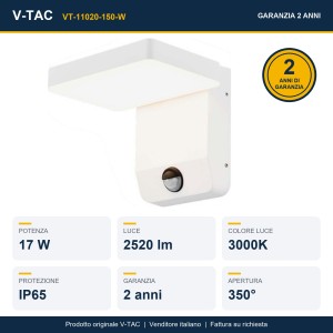Applique LED da esterno 17W IP65 con sensore PIR V-TAC VT-11020-150-W - foto 7