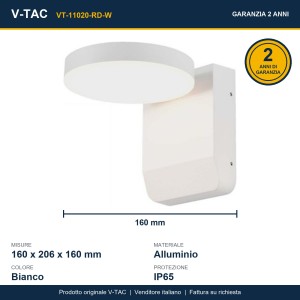 Applique LED da esterno 17W IP65 bianca V-TAC VT-11020-RD-W - foto 9