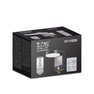 Applique LED da esterno 17W IP65 sensore PIR nera V-TAC VT-11020S-RD-B - foto 3