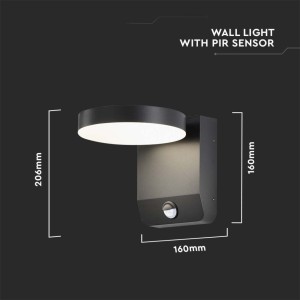 Applique LED da esterno 17W IP65 sensore PIR nera V-TAC VT-11020S-RD-B - foto 7