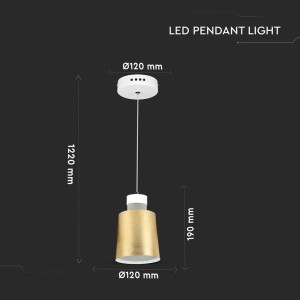 Lampadario LED a cilindro 7W oro V-TAC VT-7333-G - foto 8