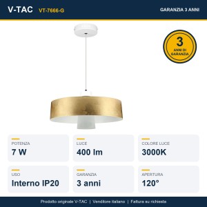 Lampadario LED 7W oro V-TAC VT-7666-G - foto 9