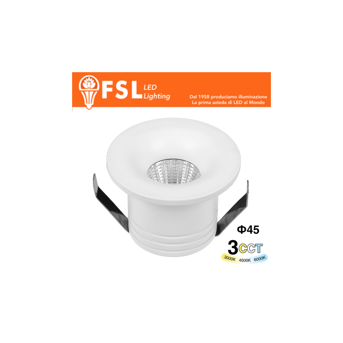 Punto luce LED da incasso 4W 3CCT IP20 340lm FSL ORION