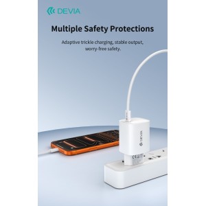 Caricatore GaN USB-C 40W, max 60W, cavo incluso, bianco Devia RCE-6001CWLEU - foto 5