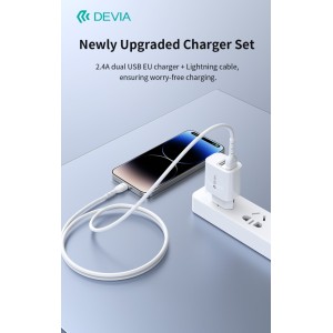 Caricabatterie 2 USB-A 2.4A 12W con cavo Lightning Devia RLC-342 - foto 2