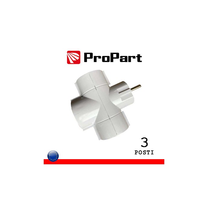 Adattatore triplo Schuko 3 prese 16A 250V bianco ProPart-El