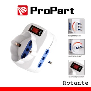Adattatore 3 posti rotante bipasso/schuko con interruttore ProPart-El - foto 2