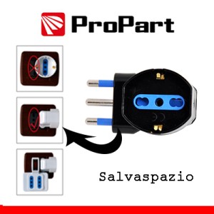 Adattatore Schuko 90° 10/16A 250V Nero ProPart-El - foto 2