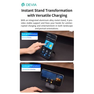 Power bank magnetico 10.000 mAh 22.5W con supporto Apple Watch Nero Devia - foto 2