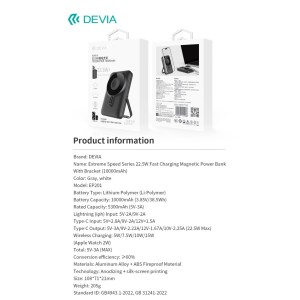 Power bank magnetico 10.000 mAh 22.5W con supporto Apple Watch Nero Devia - foto 5