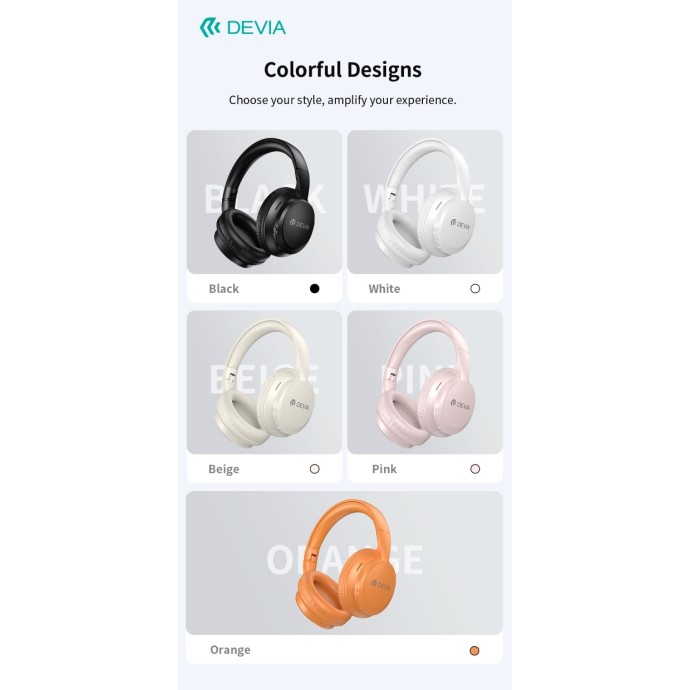 Cuffie over-ear wireless Bluetooth 5.4 10 ore nere Devia Lite1