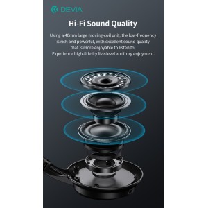 Cuffie over-ear wireless Bluetooth 5.4 10 ore nere Devia Lite1 - foto 4
