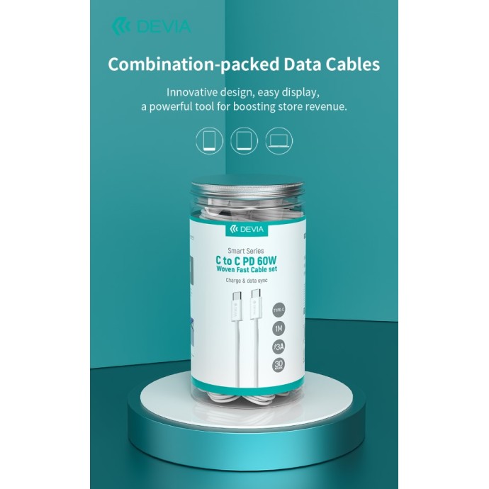 Set 30 Cavi USB-C a USB-C 60W 3A 1m Bianchi Devia EC325