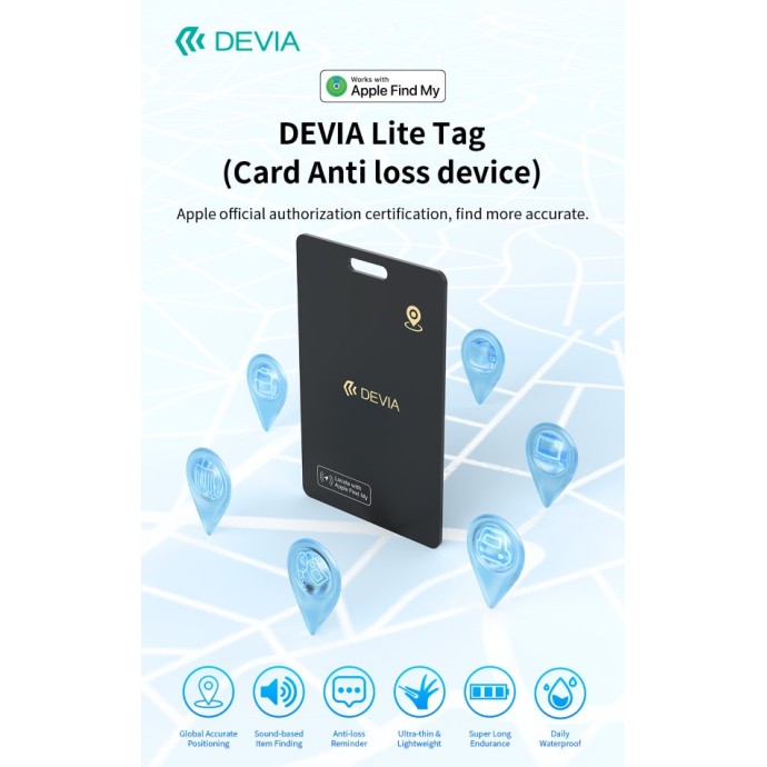 Dispositivo anti smarrimento Apple Lite Tag Card Devia G2304 Nero