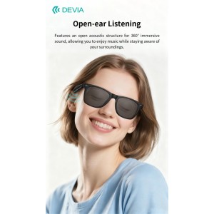 Occhiali auricolari open-ear Bluetooth 5.4 IPX5 neri Devia Lite1 A01 - foto 3