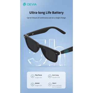 Occhiali auricolari open-ear Bluetooth 5.4 IPX5 neri Devia Lite1 A01 - foto 4