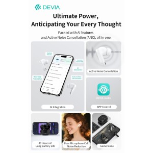Auricolari TWS ANC Neri Bluetooth 5.4 Devia AI TWS Pro7 - foto 2