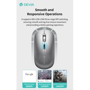 Mouse wireless DPI regolabile 2.4G Bluetooth Silver Devia - foto 4
