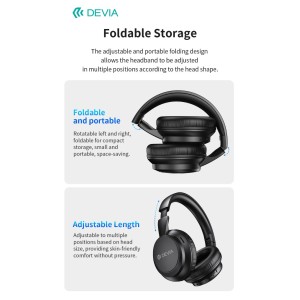 Cuffie over-ear wireless Bluetooth 5.4 bianche 10 ore Devia Lite1 - foto 6