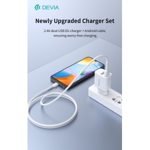 Caricabatterie 2.4A 2 USB-A 5V 12W con cavo Micro USB Devia - foto 2
