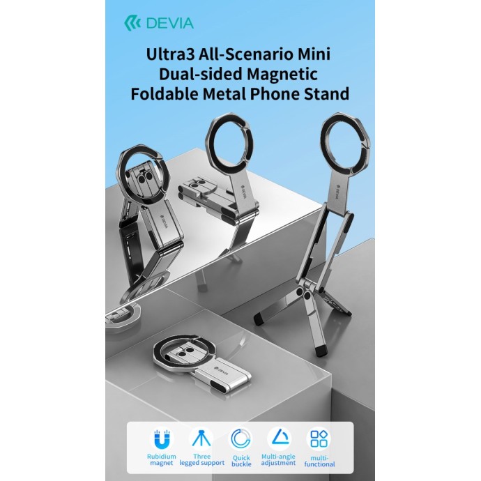 Supporto magnetico smartphone 5 in 1 grigio Devia Ultra3