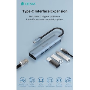 Hub 5 in 1 USB-C, PD 100W e...