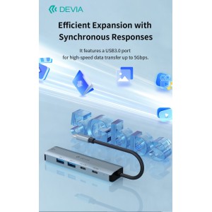 Hub 5 in 1 USB-C, PD 100W e RJ45, Grigio Devia Leopard - foto 2
