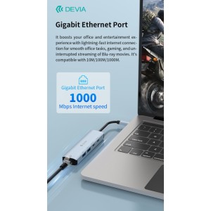 Hub 5 in 1 USB-C, PD 100W e RJ45, Grigio Devia Leopard - foto 4