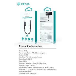Adattatore audio da Lightning a Jack 3,5 mm Devia iPure - foto 6