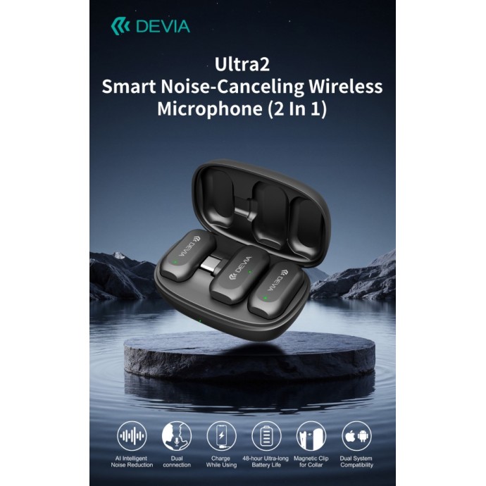Microfono wireless doppio AI Type-C Lightning Devia A8
