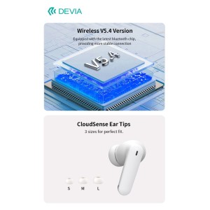 Auricolari wireless ANC Bluetooth 5.4 bianchi Devia TWS Lite3 - foto 5